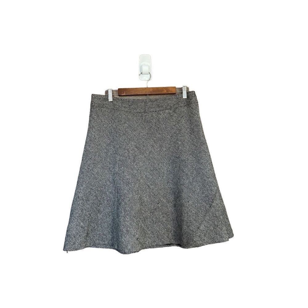 Merona‎ Women Gray Tweed A-Line Skirt Size 12 Wool Blend Flared Midi